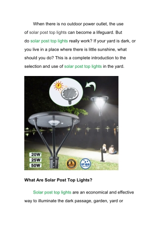 How to Choose the Right Solar Post Top Lights
