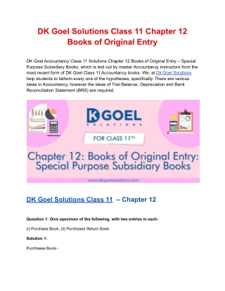 DK Goel Solutions Class 11 Chapter 12 Books of Original Entry