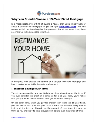 Why You Should Choose a 15-Year Fixed Mortgage