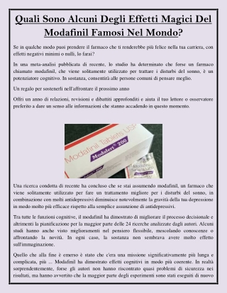 Quali Sono Alcuni Degli Effetti Magici Del Modafinil Famosi Nel Mondo