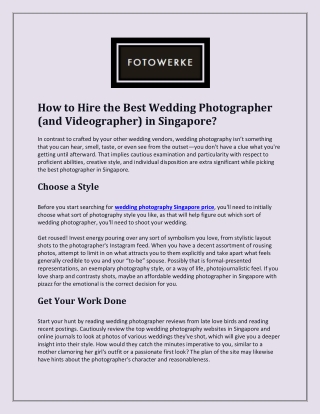 How to Hire the Best Wedding Photographer (and Videographer) in Singapore