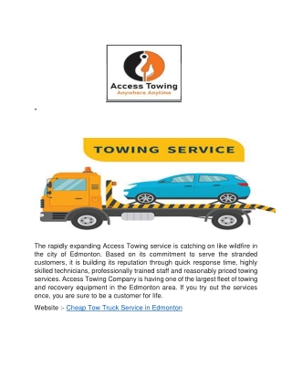 Cheap Tow Truck Service In Edmonton | Accesstowing.ca