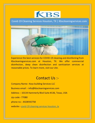 Covid-19 Cleaning Services Houston, TX | Kbscleaningservices.com