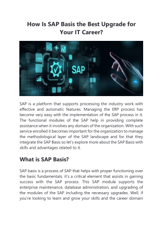 How Is SAP Basis the Best Upgrade for Your IT Career?
