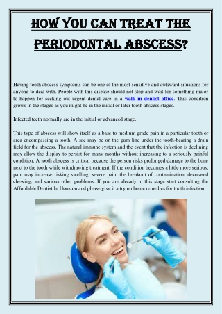 How You Can Treat The Periodontal Abscess