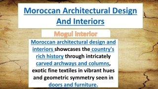 Moroccan Architectural Design And Interiors