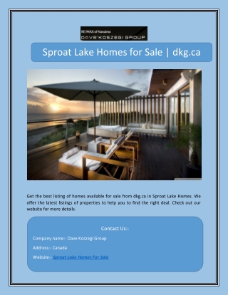 Sproat Lake Homes for Sale | dkg.ca