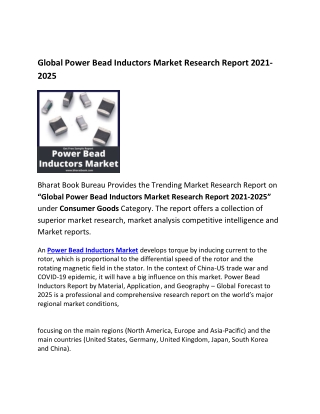 Global Power Bead Inductors Market Forecast 2021-2025