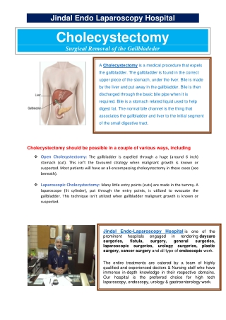 What is Cholecystectomy and How is Performed? - JindalLaparoscopy