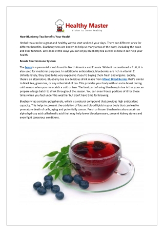 How Blueberry Tea Benefits Your Health