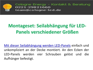 Montageset: Seilabhängung für LED-Panels verschiedener Größen