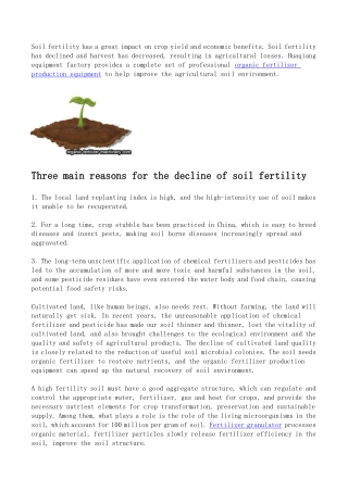 How to use organic fertilizer equipment to improve soil environment