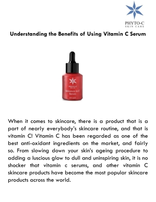 Understanding the Benefits of Using Vitamin C Serum