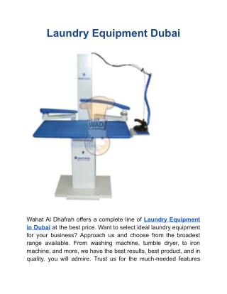 Laundry Equipment Dubai