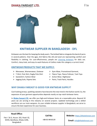 Knitwear Supplier in Bangladesh - DFL
