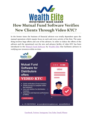 How Mutual Fund Software verifies new clients through Video KYC