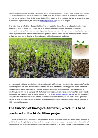 What is the bio organic fertilizer