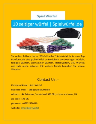 10 seitiger würfel | Spielwürfel.de