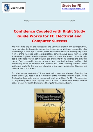 Confidence Coupled with Right Study Guide Works for FE Electrical and Computer Success