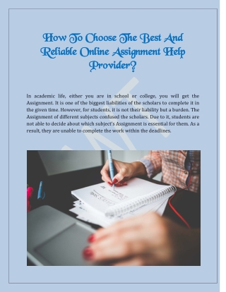 How To Choose The Best And  Reliable Online Assignment Help Provider