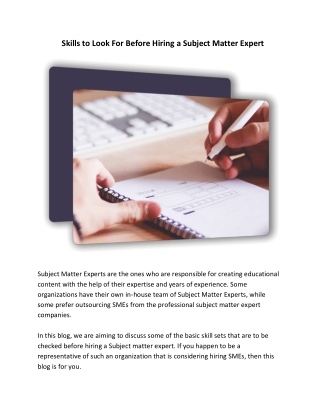 Skills to Look For Before Hiring a Subject Matter Expert