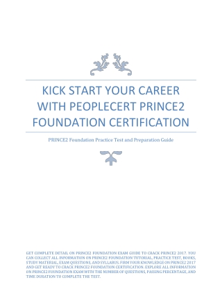Kick Start Your Career with PeopleCert PRINCE2 Foundation Certification