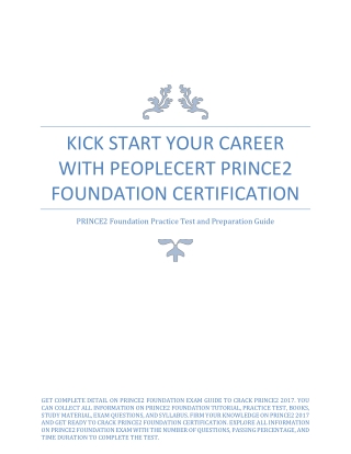 Kick Start Your Career with PeopleCert PRINCE2 Foundation Certification