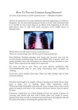 How To Prevent Common Lung Diseases