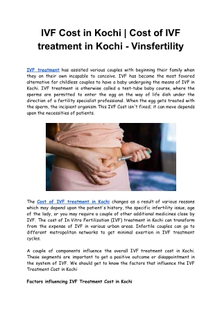 IVF Cost in Kochi _ Cost of IVF treatment in Kochi - Vinsfertility