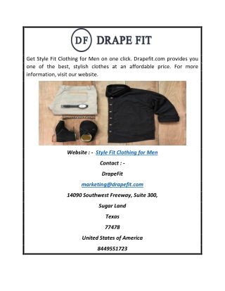 Style Fit Clothing for Men | Drapefit.com