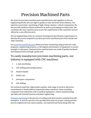 Precision Machined Parts