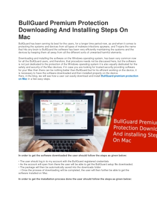 BullGuard Premium Protection Downloading And Installing Steps On Mac