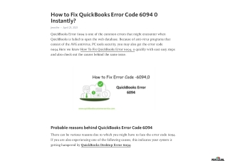 How To Fix QuickBooks Error 6094, 0 Instantly?