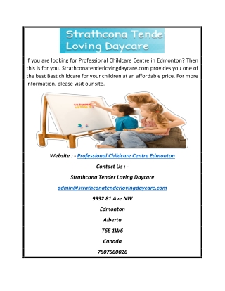 Professional Childcare Centre Edmonton | Strathconatenderlovingdaycare.com