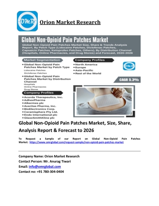 Global Non-Opioid Pain Patches Market Trends, Size, Competitive Analysis and For