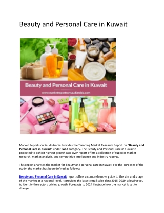 Beauty and Personal Care in Kuwait