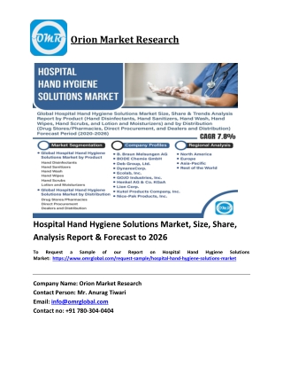 Hospital Hand Hygiene Solutions Market Trends, Size, Competitive Analysis and Fo
