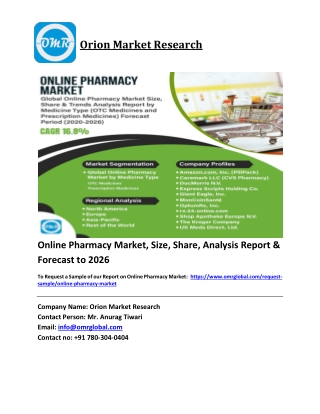 Online Pharmacy Market Trends, Size, Competitive Analysis and Forecast 2020-2026