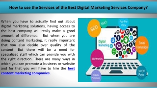 How to use the Services of the Best Digital Marketing Services Company