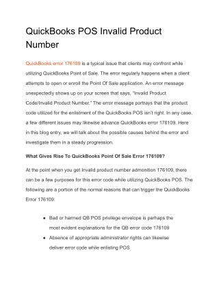 QuickBooks POS Invalid Product Number