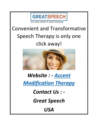 Accent Modification Therapy | Greatspeech.com