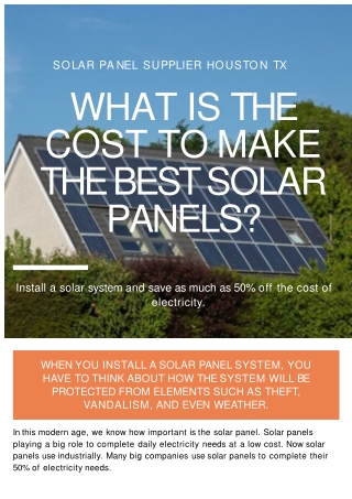 What is the cost to make the best solar panels-converted