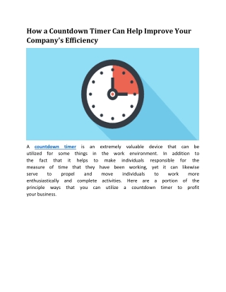 How a Countdown Timer Can Help Improve Your Company