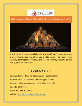 Gas Fireplace Repair Manhattan | Nycfireplacestore.com
