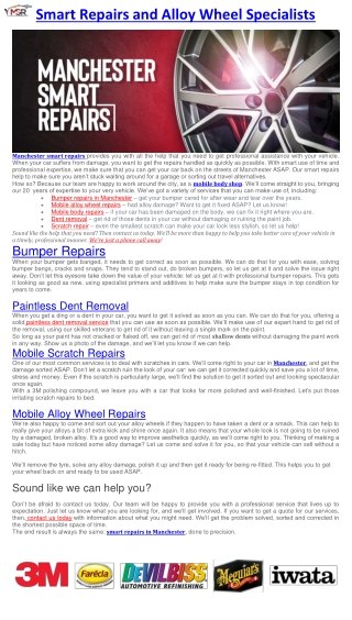 Mobile Car Body Repairs Manchester