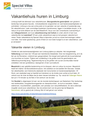 Vakantiewoning Limburg