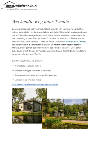 Weekendje weg Twente