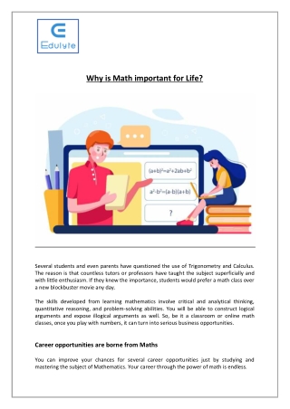 Why is Math important for Life?