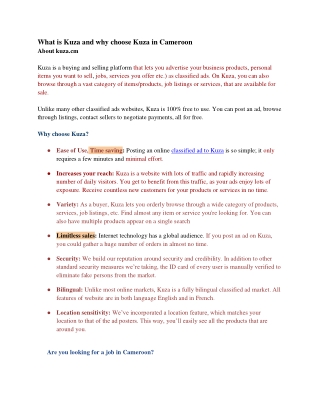 What is kuza why choose Kuza in cameroon