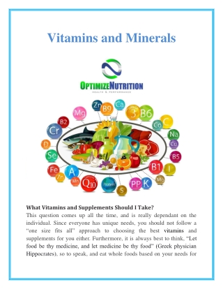 What Vitamins and Supplements Should I Take